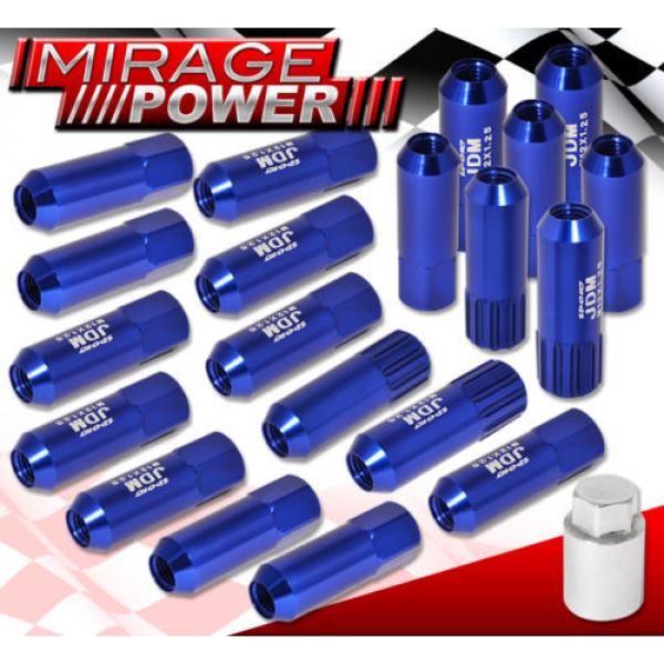 (20 PIECES) UNIVERSAL M12x1.25 ALUMINUM TUNER WHEEL LUG NUTS BLUE + LOCKING KEY #1 image