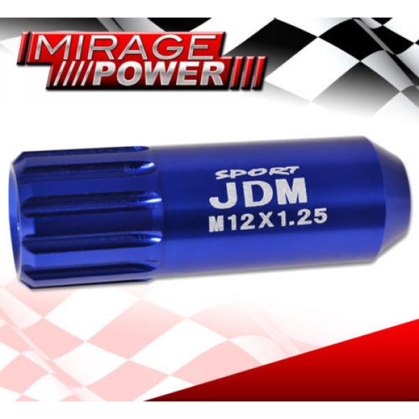 (20 PIECES) UNIVERSAL M12x1.25 ALUMINUM TUNER WHEEL LUG NUTS BLUE + LOCKING KEY #4 image