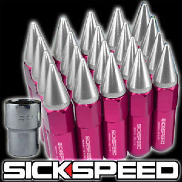 20 SPIKE 60MM EXTENDED TUNER LOCKING LUG NUTS LUGS WHEELS 12X1.5 PINK/POLISH L07 #1 image