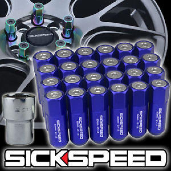 24 BLUE/POLISH CAPPED ALUMINUM EXTENDED 60MM LOCKING LUG NUTS WHEELS 12X1.5 L18 #1 image