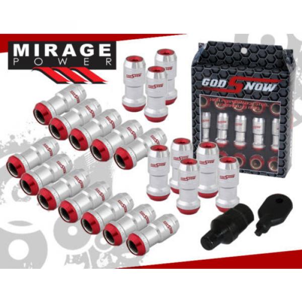 (20 PIECE) M12 x 1.5&#034; RACING FORMULA TUNER WHEEL LUG NUTS CHROME RED FOR DODGE #1 image