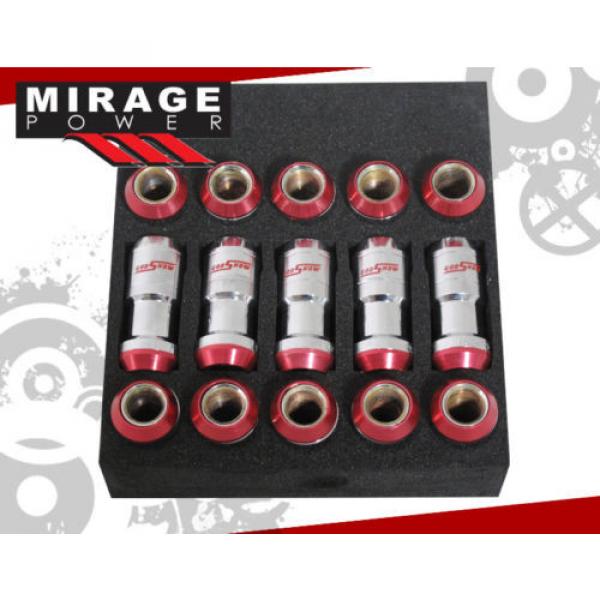 (20 PIECE) M12 x 1.5&#034; RACING FORMULA TUNER WHEEL LUG NUTS CHROME RED FOR DODGE #2 image