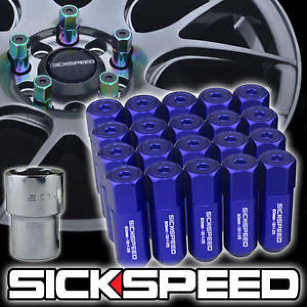 20 BLUE CAPPED ALUMINUM EXTENDED TUNER 60MM LOCKING LUG NUTS WHEELS 12X1.5 L17 #1 image