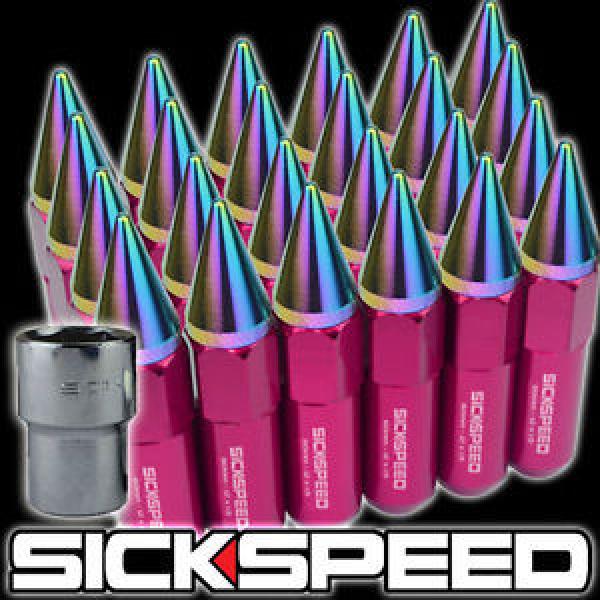 24 SPIKED ALUMINUM EXTENDED LOCKING LUG NUTS WHEELS/RIMS 12X1.5 PINK/ NEO L18 #1 image