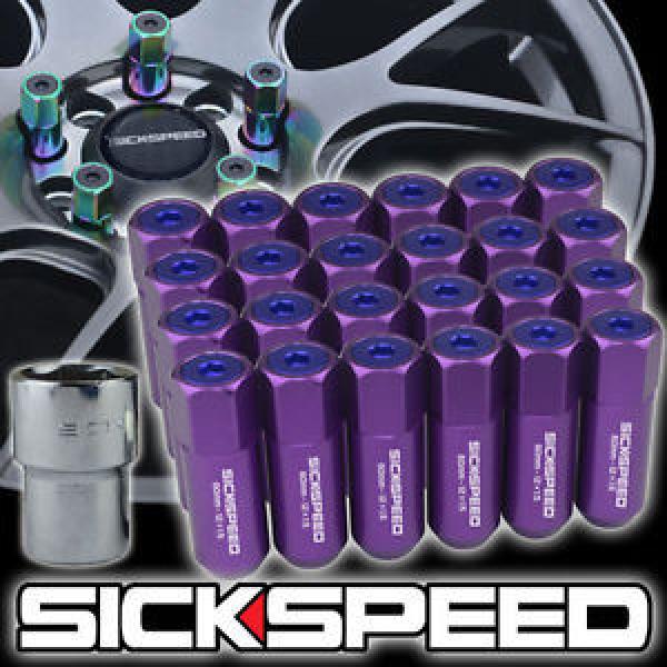 24 PURPLE/BLUE CAPPED ALUMINUM EXTENDED TUNER LOCKING LUG NUTS WHEELS 12X1.5 L18 #1 image