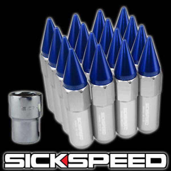 16 POLISH/BLUE SPIKE ALUMINUM 60MM EXTENDED LOCKING LUG NUTS WHEELS 12X1.5 L16 #1 image