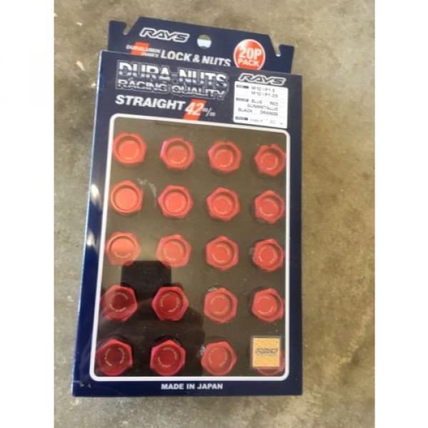 VOLK RACING RAYS STRAIGHT L42 DURA WHEELS LOCK LUG NUTS 12X1.5 1.5 RIM RED H #1 image