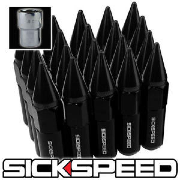 SICKSPEED 20 BLACK SPIKED 60MM EXTENDED LOCKING LUG NUTS WHEELS 14X1.5 L19 CAR #1 image