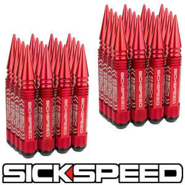 SICKSPEED 32 PC RED 5 1/2&#034; LONG SPIKED STEEL EXTENDED LOCKING LUG NUTS 14X2 #1 image