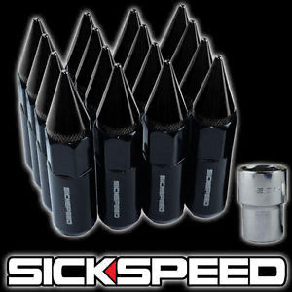 SICKSPEED 16 PC BLACK SPIKED ALUMINUM EXTENDED 60MM LOCKING LUG NUTS 1/2x20 L30 #1 image