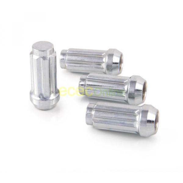 20pc 9/16&#034; Spline Silver Chrome Lug Nuts | Cone Seat | Long Closed End Locking #4 image