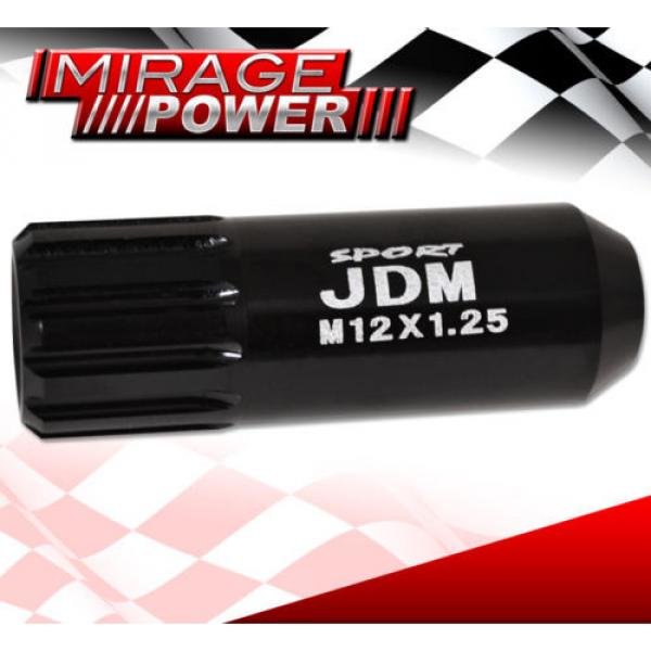 (20 PIECES) UNIVERSAL M12x1.25 ALUMINUM TUNER WHEEL LUG NUTS BLACK + LOCKING KEY #4 image