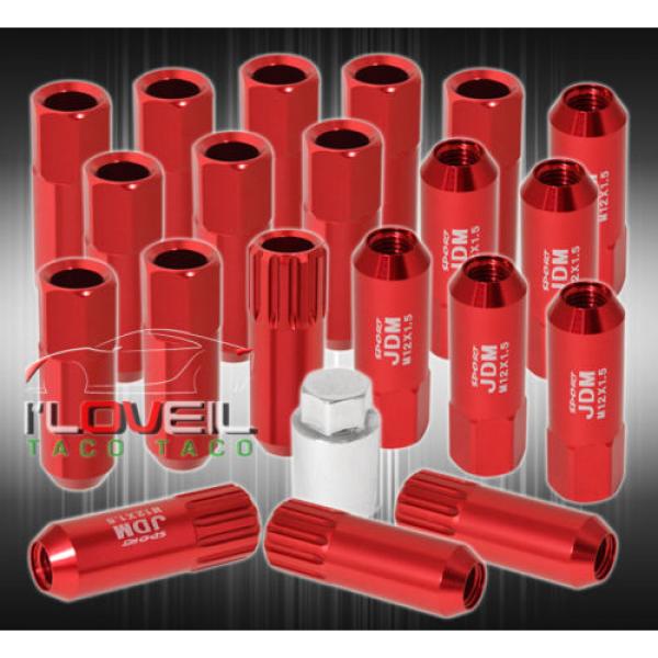 FOR HONDA M12x1.5MM LOCKING LUG NUTS TRACK EXTENDED OPEN 20 PIECES KEY UNIT RED #1 image