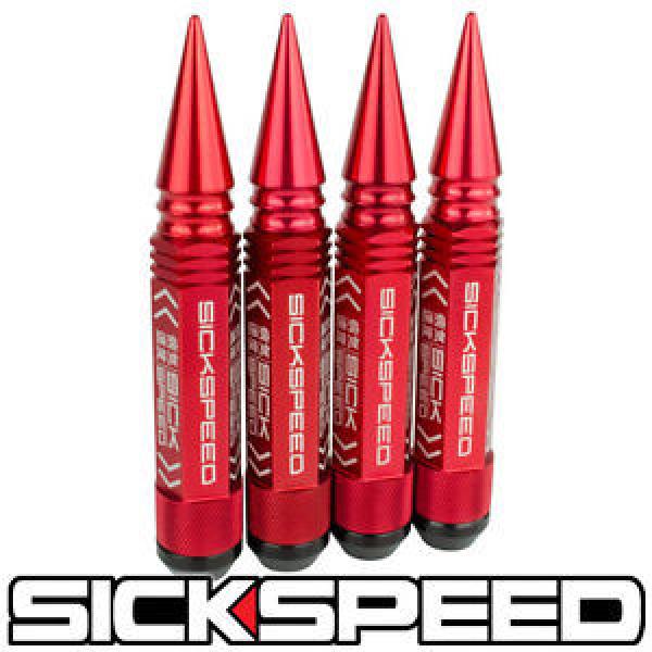 SICKSPEED 4 PC RED 5 1/2&#034; LONG SPIKED STEEL LOCKING LUG NUTS FOR RIMS 12X1.5 L20 #1 image