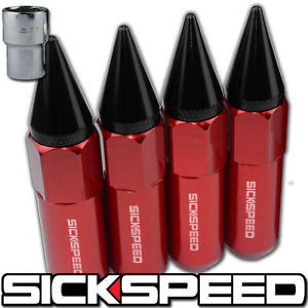 SICKSPEED 4 PC RED/BLACK SPIKED ALUMINUM 60MM LOCKING LUG NUTS WHEEL 14X1.5 L19 #1 image