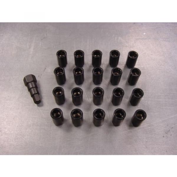 12x1.5 Steel Lug Nuts 20 pcs Set Lock Key Black Tuner Lugs Open End Jeep Dodge #3 image