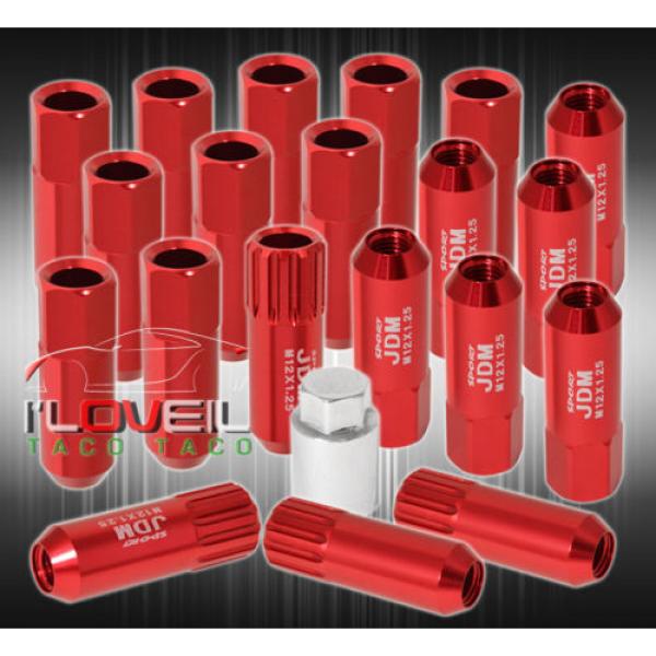 FOR INFINITI M12x1.25MM LOCKING LUG NUTS CAR AUTO 60MM EXTENDED ALUMINUM KIT RED #1 image