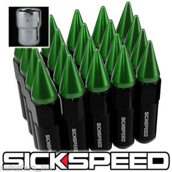 SICKSPEED 20 BLACK/GREEN SPIKED 60MM EXTENDED LOCKING LUG NUTS WHEELS 14X1.5 L19 #1 image