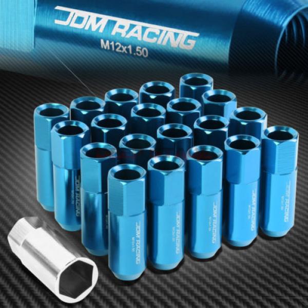 20 PCS M12 X 1.5 ALUMINUM ACORN TUNER LUG NUT/WHEEL LOCK+ADAPTER KEY LIGHT BLUE #1 image