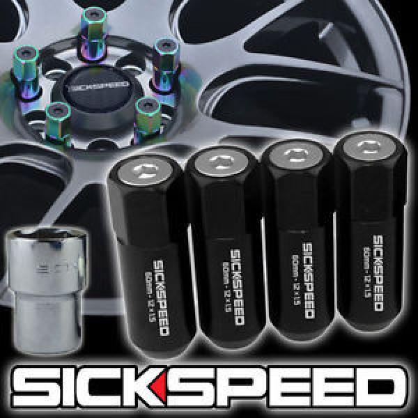 SICKSPEED 4 PC BLACK/POLISHED CAP ALUMINUM LOCKING LUG NUTS WHEELS 12X1.25 L15 #1 image