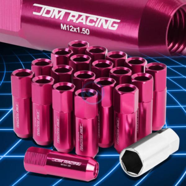 20pcs M12x1.5 Anodized 60mm Tuner Wheel Rim Locking Acorn Lug Nuts+Key Pink #1 image