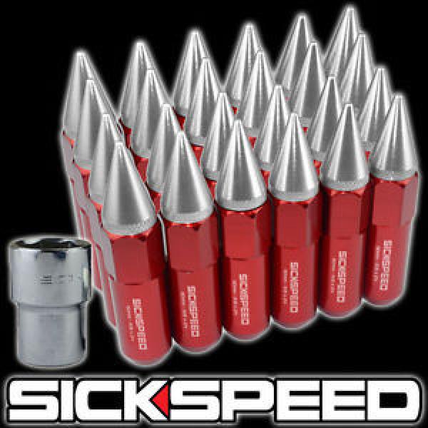 SICKSPEED 24 PC RED/POLISHED SPIKED ALUMINUM LOCKING LUG NUTS WHEELS 12X1.25 L13 #1 image