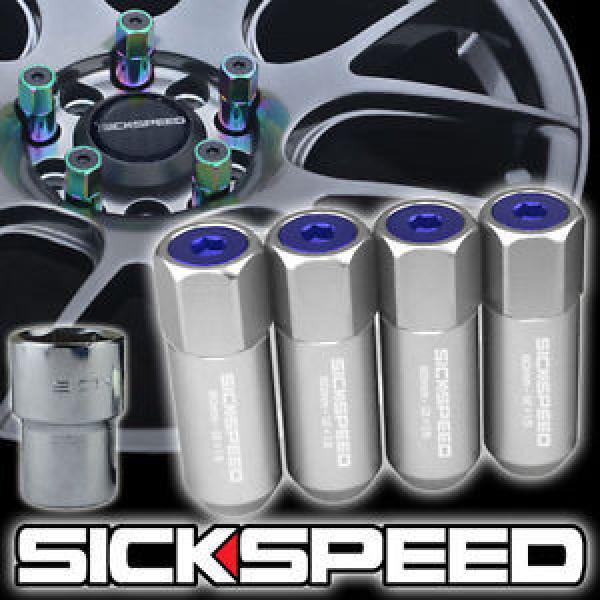 4 POLISHED/BLUE CAPPED ALUMINUM EXTENDED TUNER LOCKING LUG NUTS WHEEL 12X1.5 L20 #1 image