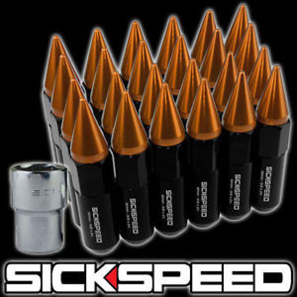 SICKSPEED 24 PC BLACK/ORANGE SPIKED EXTENDED 60MM LOCKING LUG NUTS 1/2X20 L23 #1 image