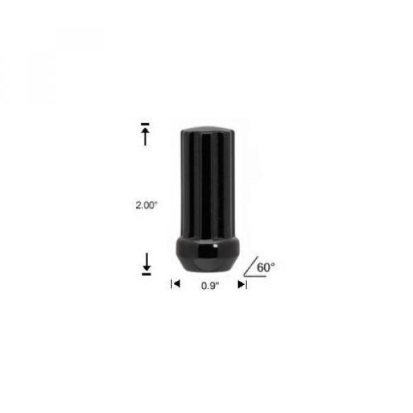 (4) 14x1.5 BLACK SPLINE TUNER LUG NUTS W/ (1) KEY XL 2&#034; LONG M14X1.5 WHEEL LOCKS #2 image