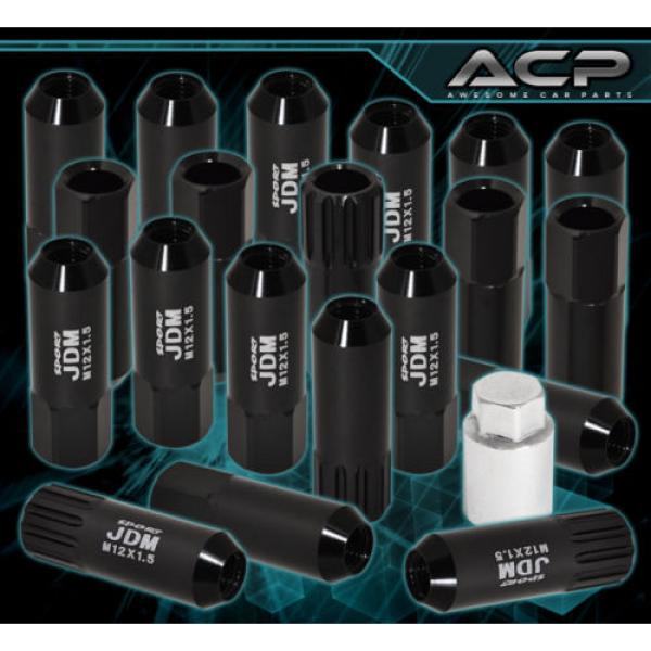 FOR HONDA 12x1.5MM LOCKING LUG NUTS 20P EXTENDED FORGED ALUMINUM TUNER SET BLACK #1 image