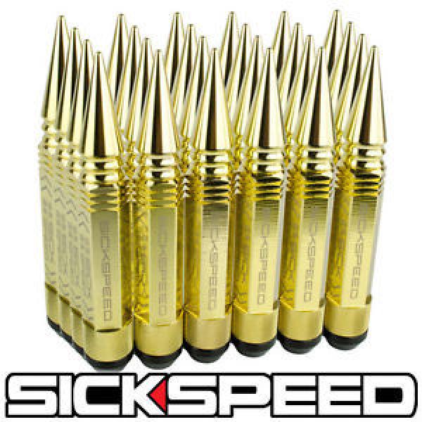 SICKSPEED 24 PC 24K GOLD 5 1/2&#034; LONG SPIKED STEEL LOCKING LUG NUTS 12X1.25 L13 #1 image