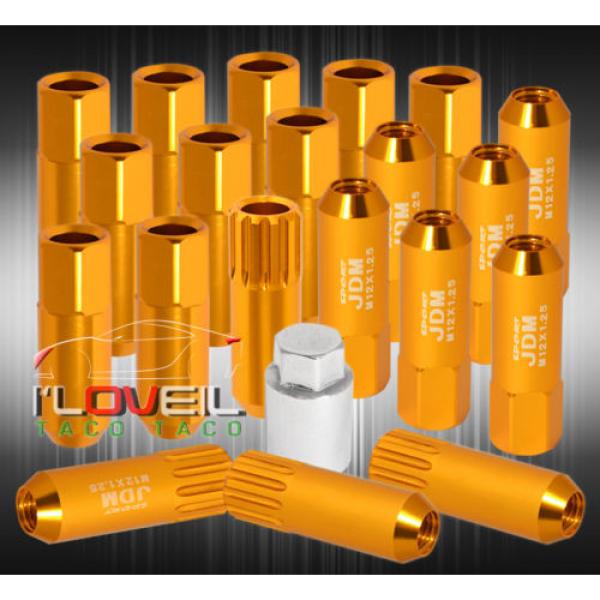 UNIVERSAL M12x1.25 LOCKING LUG NUTS SPORT RACING HEAVY DUTY ALUMINUM SET GOLD #1 image