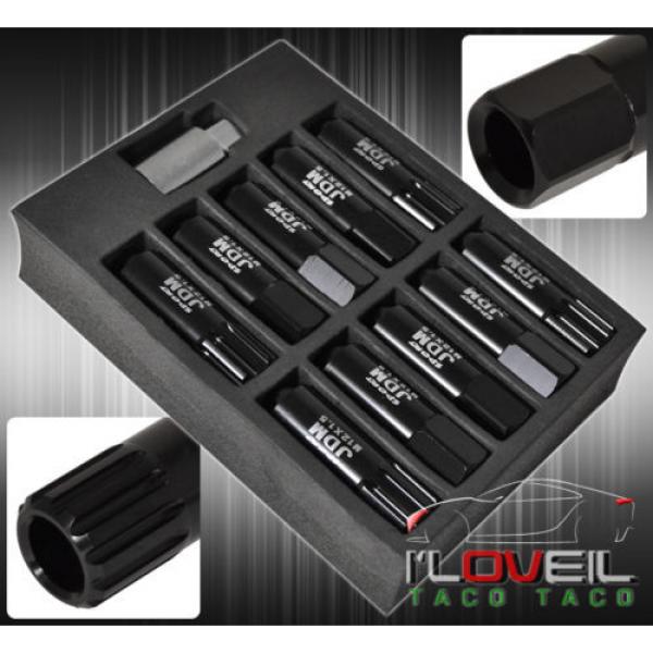 FOR CHEVY M12x1.5 LOCKING KEY LUG NUTS CAR AUTO 60MM EXTENDED ALUMINUM KIT BLACK #2 image