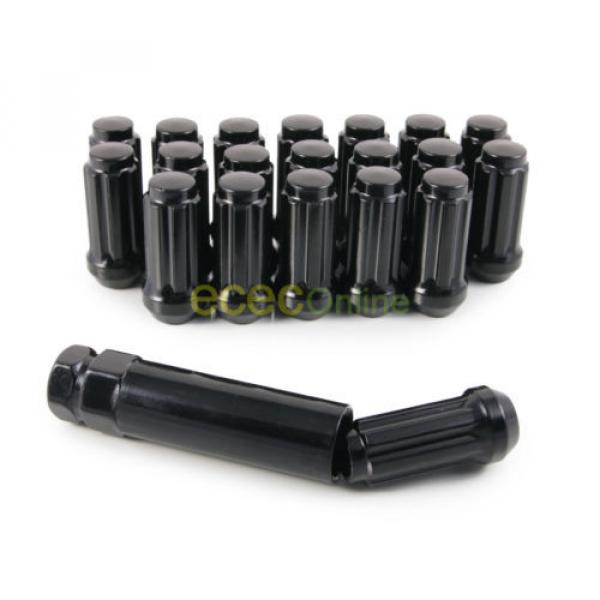 24pc 14x1.5&#034; Spline Black Lug Nuts w/ Key | Cone Seat | Long Closed End Locking #2 image