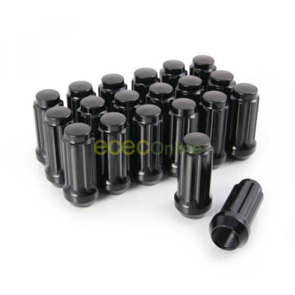 24pc 14x1.5&#034; Spline Black Lug Nuts w/ Key | Cone Seat | Long Closed End Locking #3 image