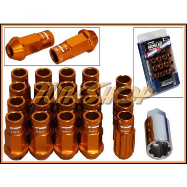 WORK RACING RS-R EXTENDED FORGED ALUMINUM LOCK LUG NUTS 12X1.5 1.5 ORANGE OPEN T #1 image