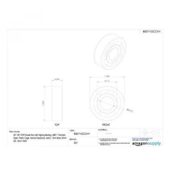 SKF 1201 ETN9 Double Row Self-Aligning Bearing, ABEC 1 Precision, Open, Plastic #2 image