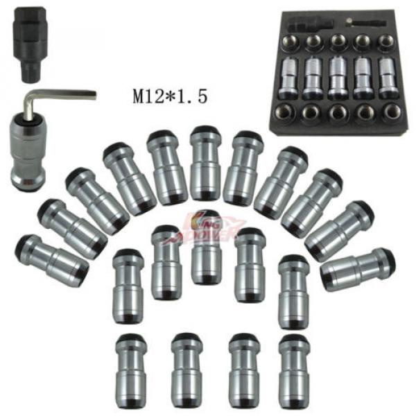 BLACK M12x1.5 STEEL JDM EXTENDED DUST CAP LUG NUTS WHEEL RIMS TUNER WITH LOCK #1 image