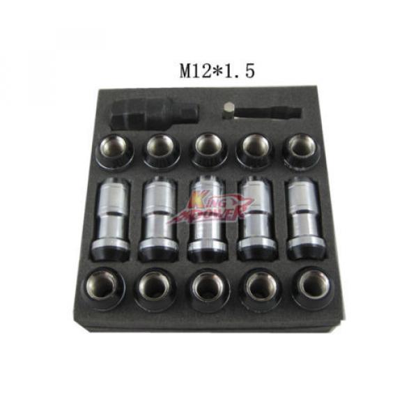 BLACK M12x1.5 STEEL JDM EXTENDED DUST CAP LUG NUTS WHEEL RIMS TUNER WITH LOCK #2 image