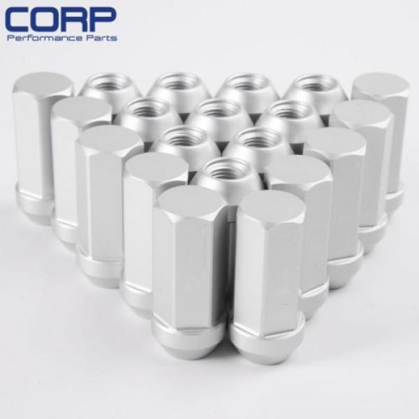 M12x1.25MM 20 PCS Aluminum Wheel Nut Lug Nut Openended With Locking Key Sliver #4 image