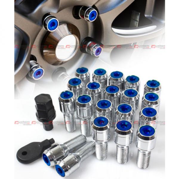 20 Pcs M14 X 1.5 Chrome Wheel Lug Nut Bolts W/ Blue Lock Caps+Key+Socket For VW #1 image