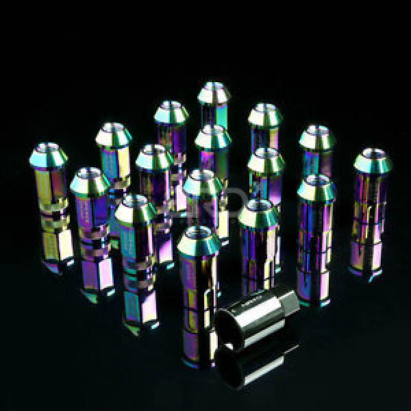 NRG ANODIZED ALUMINUM OPEN END TUNER LUG NUTS LOCK M12x1.5 NEO CHROME 16 PC+KEY #1 image