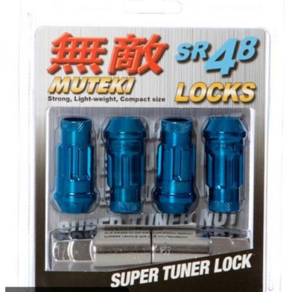 MUTEKI SR48 4 WHEELS LOCK LUG NUTS SET 12X1.5 1.5 ACORN RIMS OPEN END BLUE L #2 image