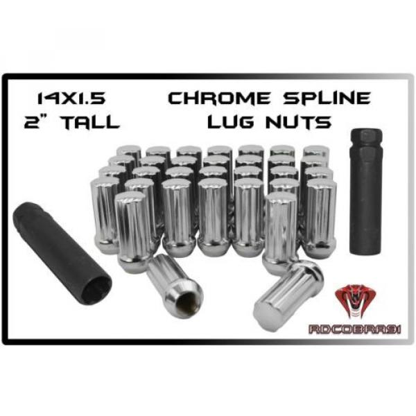 24 Chrome Spline Lug Nuts + 2 Keys Anti Theft Locking Wheel lugs 6 Lug Trucks #1 image