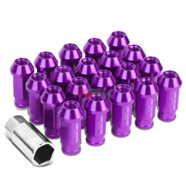 PURPLE 50MM M12 X 1.5 ALUMINUM WHEEL RIM LOCK ACORN TUNER LUG NUT+ADAPTER KEY #1 image