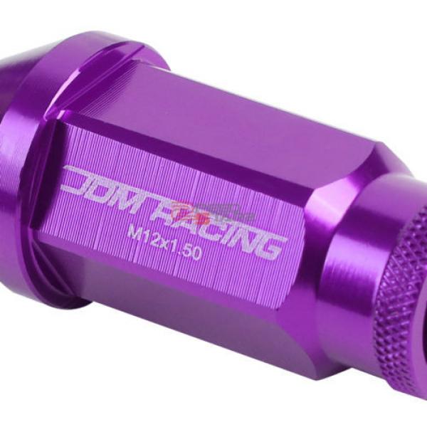 PURPLE 50MM M12 X 1.5 ALUMINUM WHEEL RIM LOCK ACORN TUNER LUG NUT+ADAPTER KEY #2 image