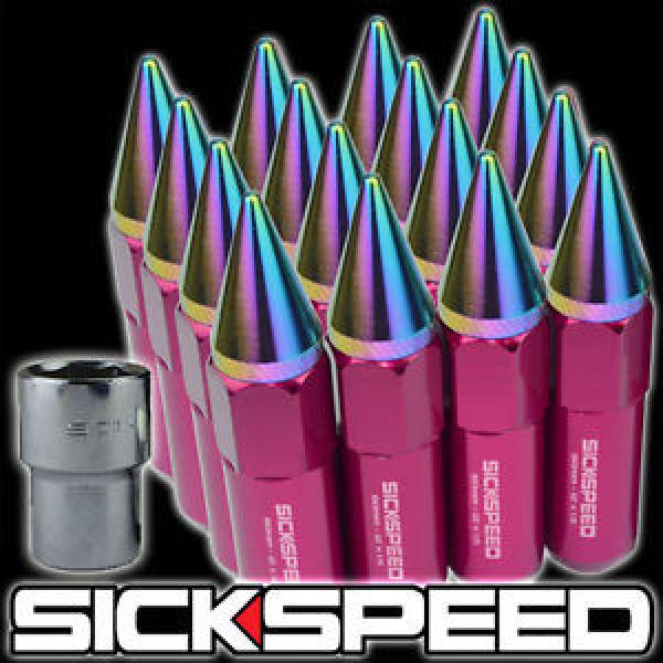 16 SPIKE ALUMINUM 60MM EXTENDED LOCKING LUG NUTS WHEELS/RIM 12X1.5 PINK/NEO L16 #1 image