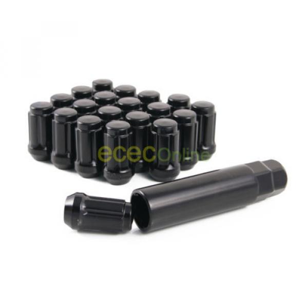 20pc 12x1.5 Spline Black Lug Nuts w/ Key | Cone Seat | Long Closed End Locking #2 image