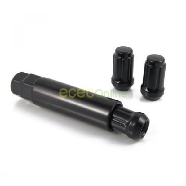 20pc 12x1.5 Spline Black Lug Nuts w/ Key | Cone Seat | Long Closed End Locking #3 image