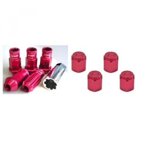 WORK Open End Racing Lock Nuts 12x1.25 And 4pcs Air Valve Caps Red Value Set #2 image